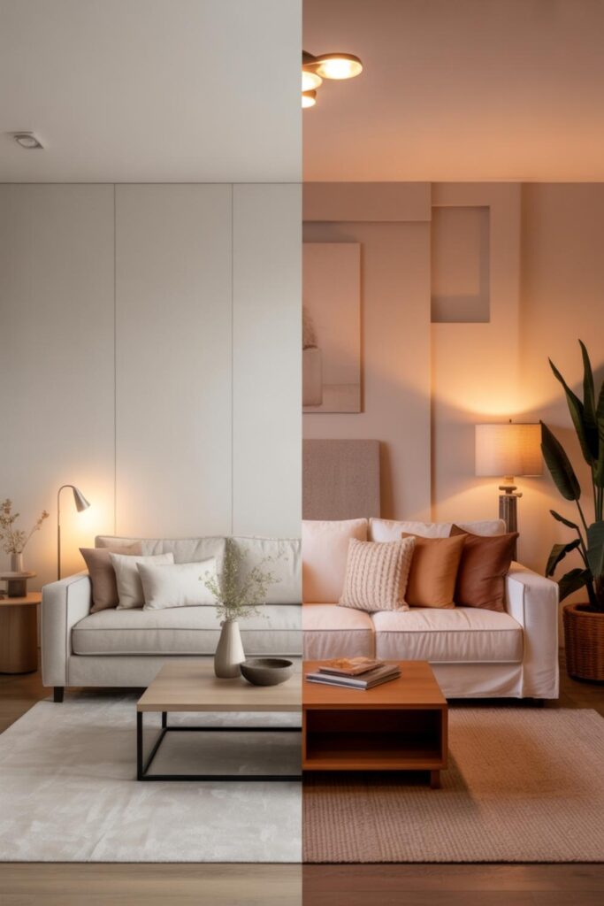 Minimalist vs. Cozy Aesthetic Living Rooms