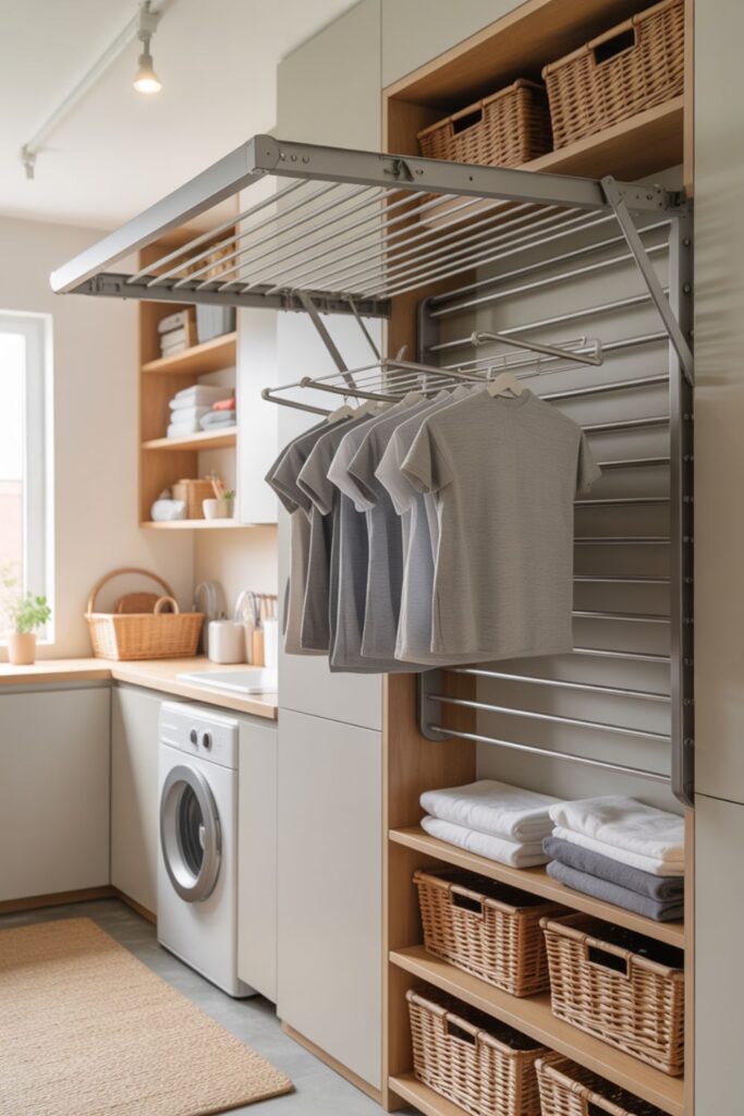 Fold-Down Drying Rack Ideas for Small Laundry Room Ideas