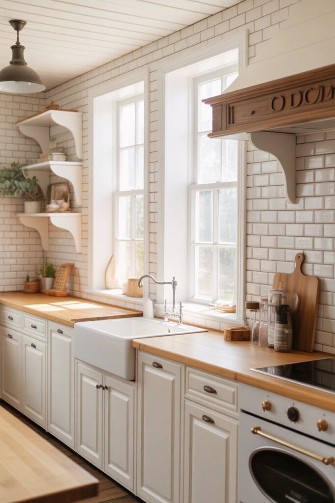 30+ Farmhouse Kitchen Ideas for a Warm, Timeless Home 5 Classic Subway Tile Backsplash