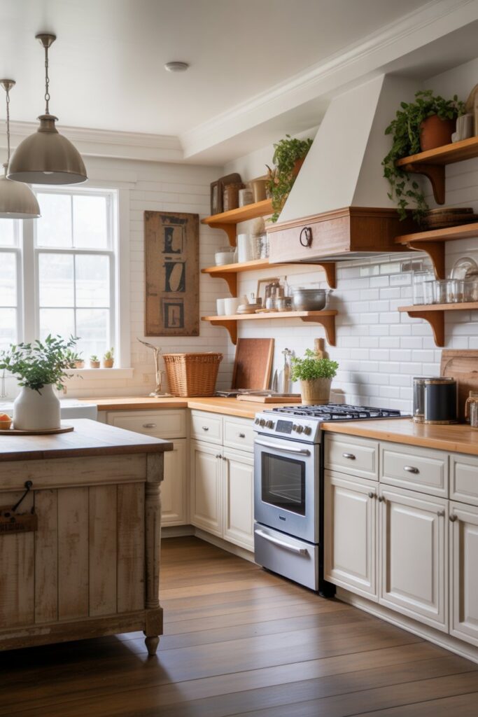 30+ Farmhouse Kitchen Ideas for a Warm, Timeless Home 3 Mix Vintage and Modern Décor