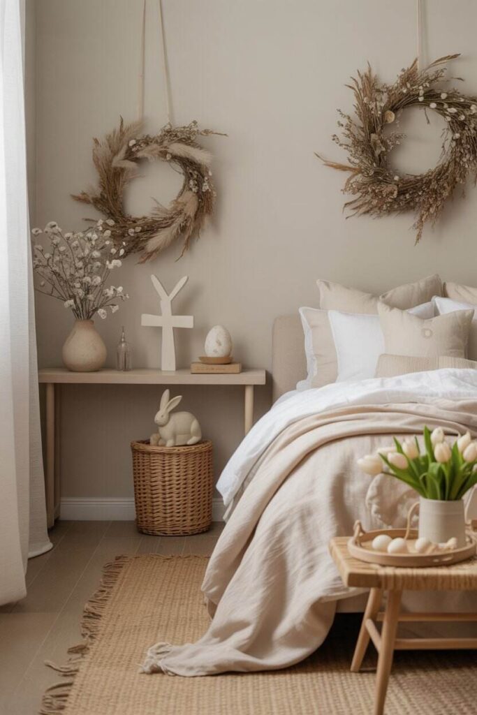 Neutral Easter Decor Ideas Minimalist Elegance for a Calm and Timeless Easter 6 Bedroom and Entryway Easter Touches