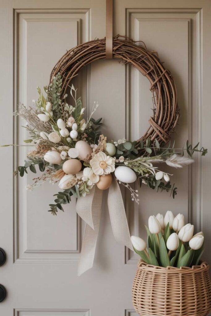Neutral Easter Decor Ideas Minimalist Elegance for a Calm and Timeless Easter 4 Neutral Easter Wreaths and Door Decor