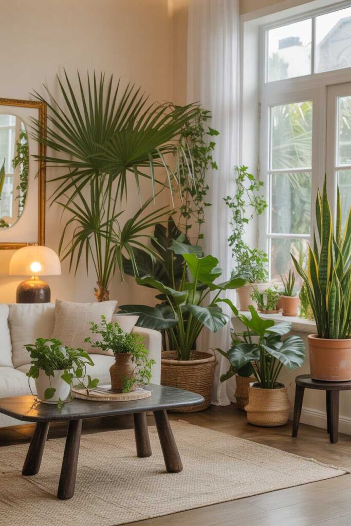 21 Boho Modern Living Room Ideas to Create a Stylish & Cozy Space You’ll Fall in Love With 5 Add Greenery for Life and Freshness