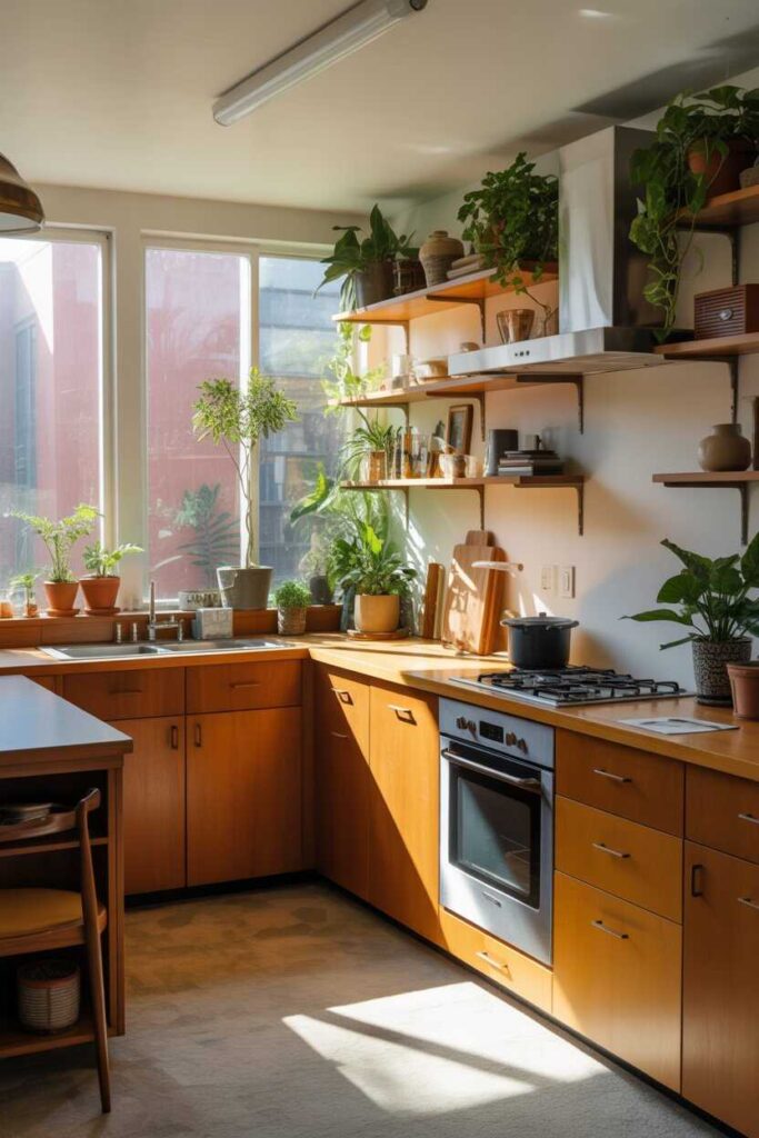 27 Mid Century Modern Kitchen Ideas Timeless, Stylish, and Budget-Friendly Inspiration for a Trendy Home 6 Add Indoor Plants for a Fresh and Organic Touch