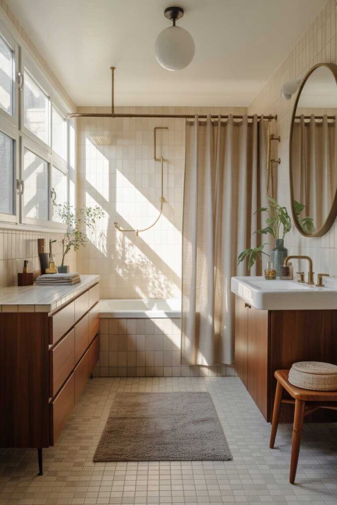 30 Mid Century Modern Bathroom Ideas Stylish, Budget-Friendly Inspiration for a Retro-Modern Space 6 Add Soft Textures to Balance the Clean Lines