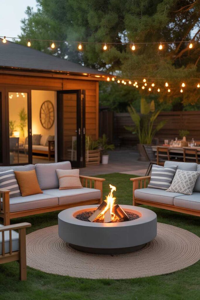 30+ Modern & Cozy Backyard Fire Pit Ideas Lounge Areas (Stunning Outdoor Inspiration You’ll Love) 4 Boho Backyard Fire Pit Ideas With Relaxed, Cozy Vibes