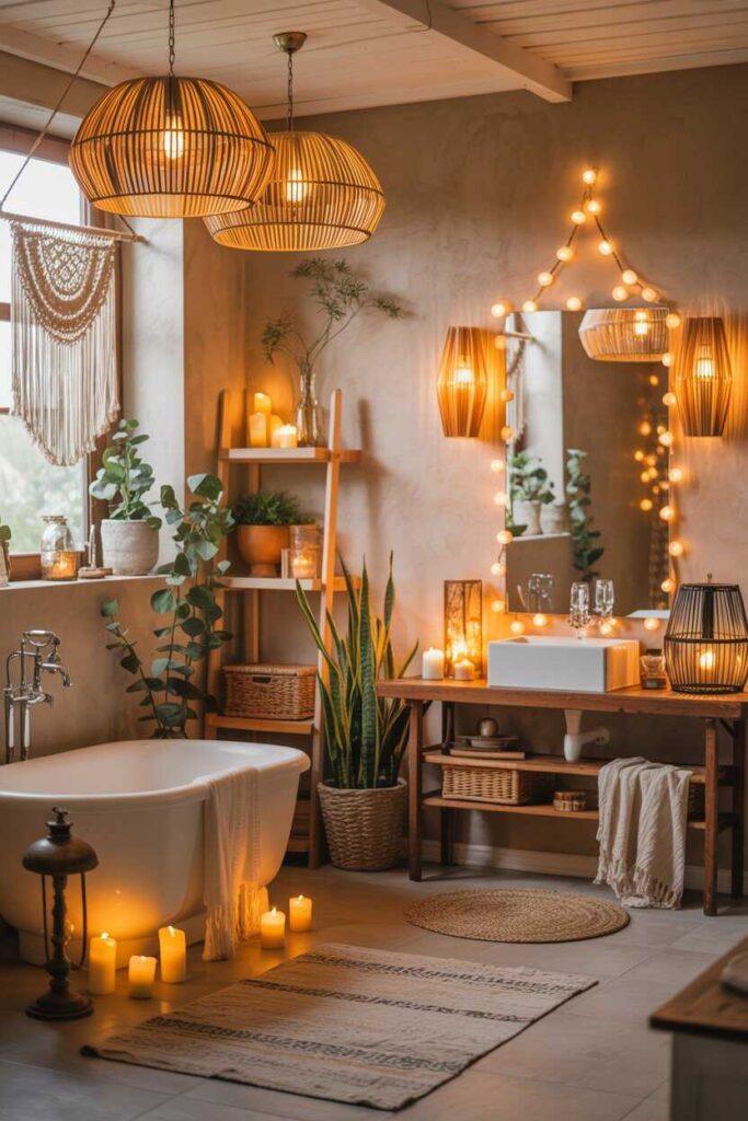 Boho Bathroom Ideas Transform Your Space into a Relaxing Bohemian Oasis 4 Boho Bathroom Lighting Ideas