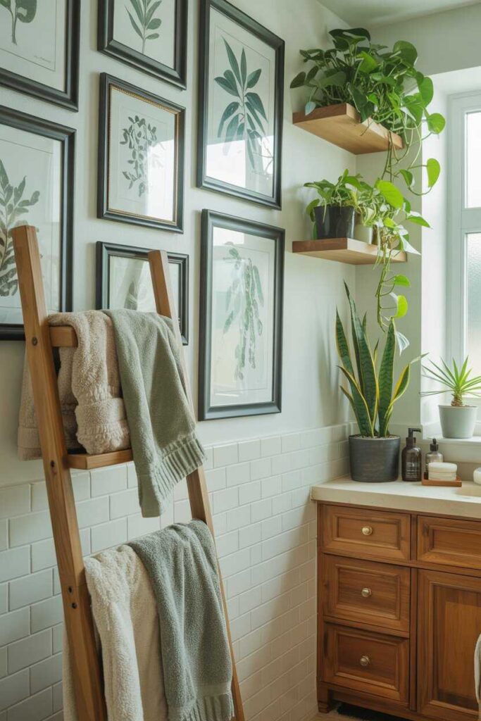 30+ Bathroom Wall Decor Ideas to Transform Your Space Modern, Budget-Friendly & Unique Inspiration 4 Botanical Wall Art for a Fresh and Nature-Inspired Bathroom
