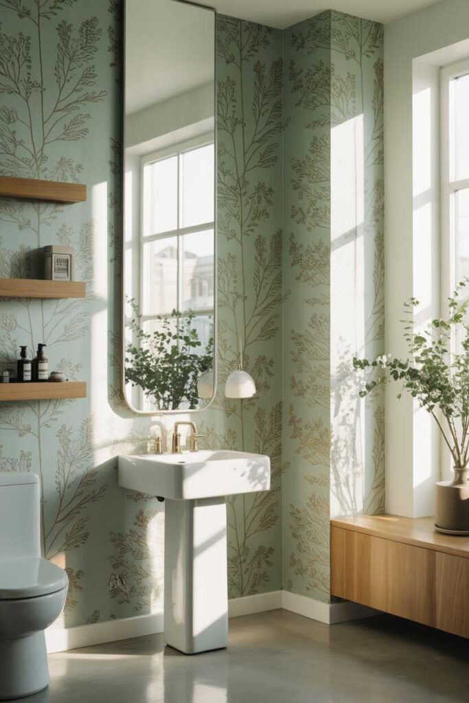 Modern & Budget-Friendly Wallpaper Bathroom Ideas Stunning Inspiration for a Stylish Upgrade 2 Bright and Airy Wallpaper for a Fresh, Modern Bathroom