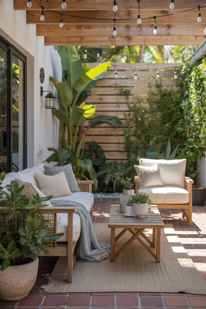 35+ Patio Furniture Ideas to Transform Your Outdoor Space Modern, Budget-Friendly & Aesthetic Inspiration 5 Choose Wooden Furniture for Natural Charm