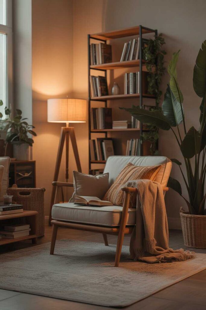 26Aesthetic Living Room Ideas Modern, Budget-Friendly Inspiration for a Stylish and Cozy Home 6 Create a Cozy Reading Corner for Relaxation
