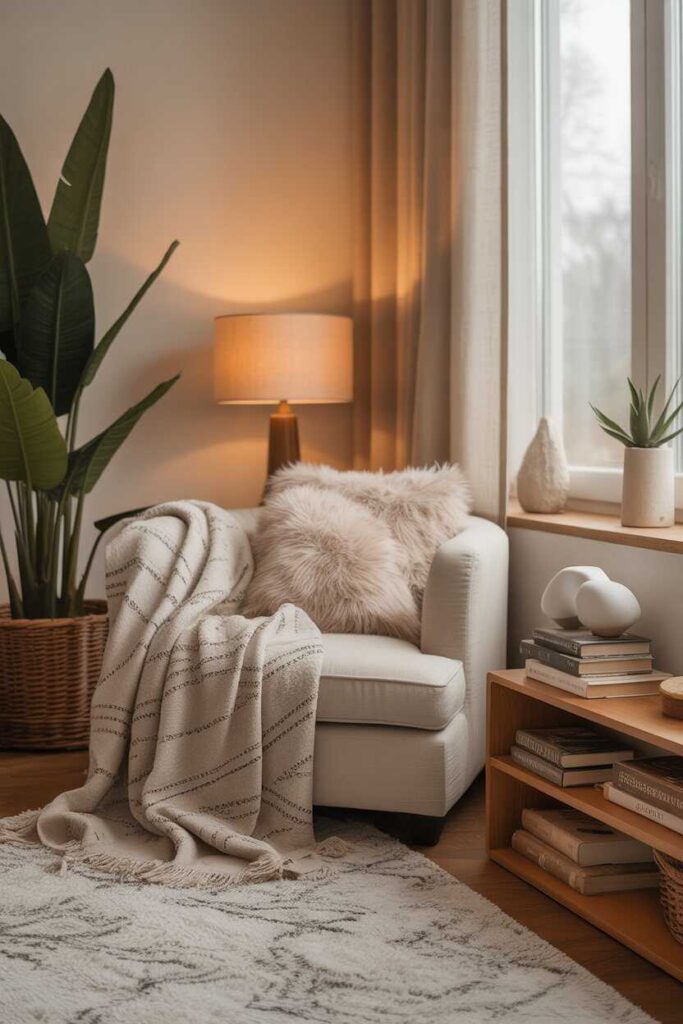 27+ Small Sunroom Ideas for a Cozy, Modern Space You’ll Love (Gorgeous Inspiration for Every Home) 3 Create a Cozy Reading Nook With Plush Textures