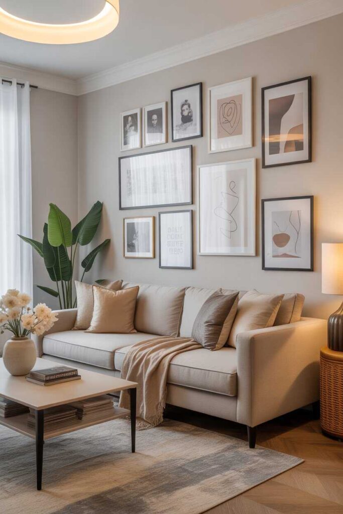 Modern & Budget-Friendly Ideas on How to Decorate a Living Room Stylish Inspiration for a Pinterest-Worthy Space 6 Create a Gallery Wall for Personality