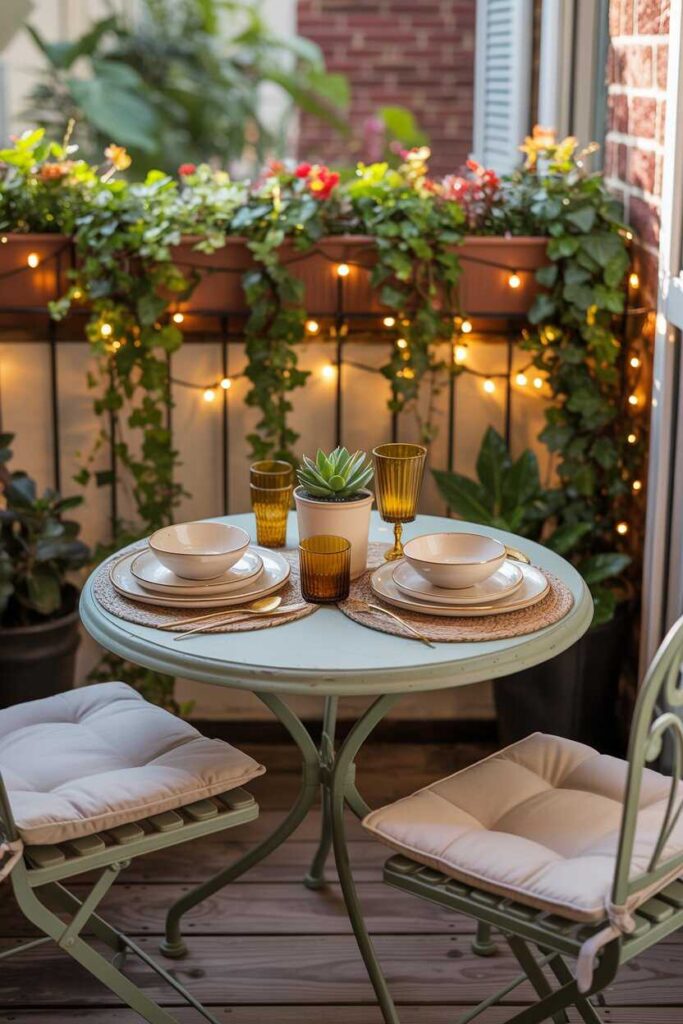 30+ Small Patio Ideas for a Cozy, Modern & Budget-Friendly Outdoor Transformation 5 Create a Mini Dining Corner for Outdoor Meals