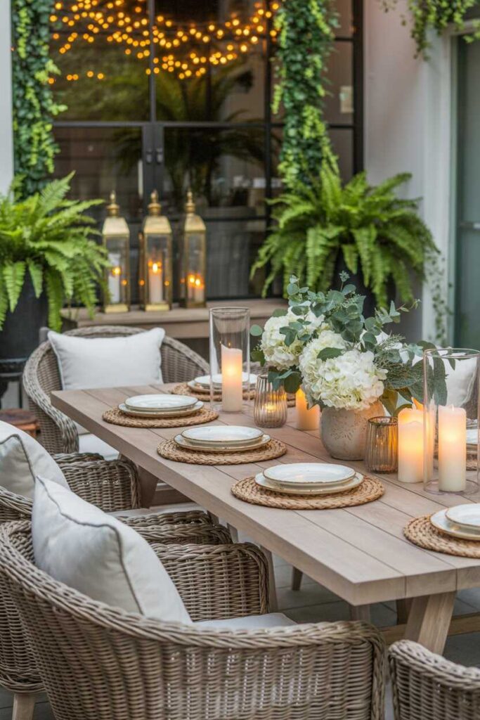 35+ Back Patio Ideas for a Cozy, Stylish, and Budget-Friendly Outdoor Makeover 6 Create a Stylish Outdoor Dining Area