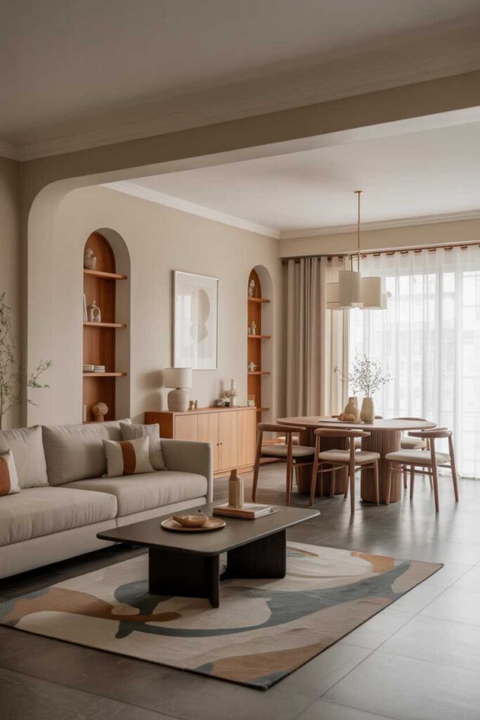 Modern & Budget-Friendly Ideas to Style an Open Layout Living Room Dining Room (Beautiful Inspiration You’ll Love) 2 Creating a Cohesive Foundation in an Open Layout Living Room Dining Room