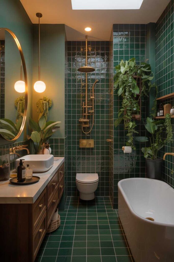 25+ Bathroom Paint Colors Ideas to Transform Your Space Modern, Budget-Friendly & Aesthetic Inspiration 6 Deep Green for Nature-Inspired Luxury