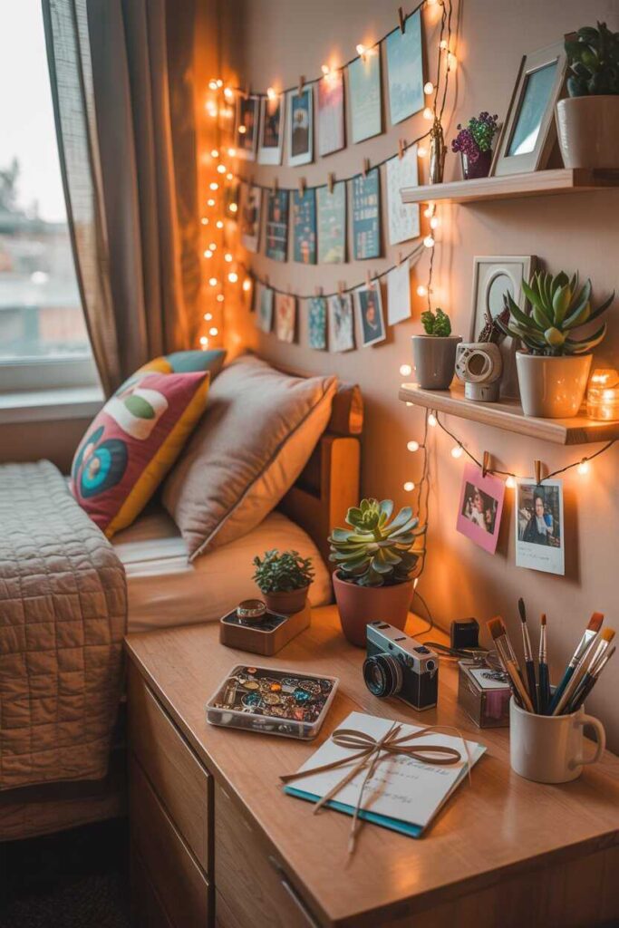 35+ Aesthetic Dorm Room Inspo Ideas to Transform Your Space on a Budget 7 Display Personal Items for a Homey and Sentimental Feel