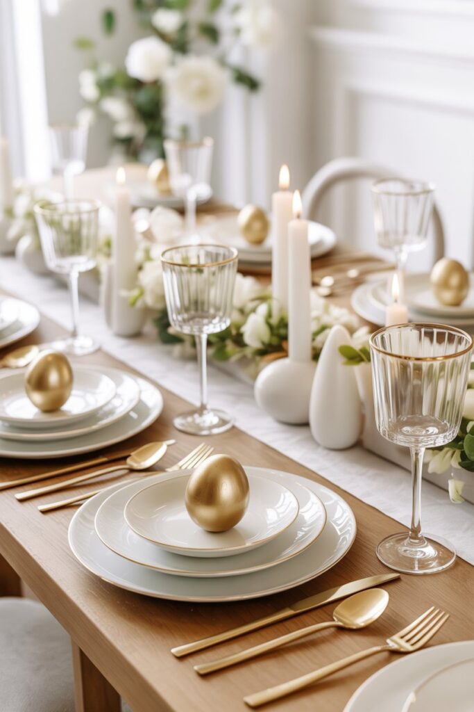 Easter Tablescape Ideas Dreamy, Elegant & Pinterest-Worthy Inspirations 5 Elegant White & Gold Easter Tablescape