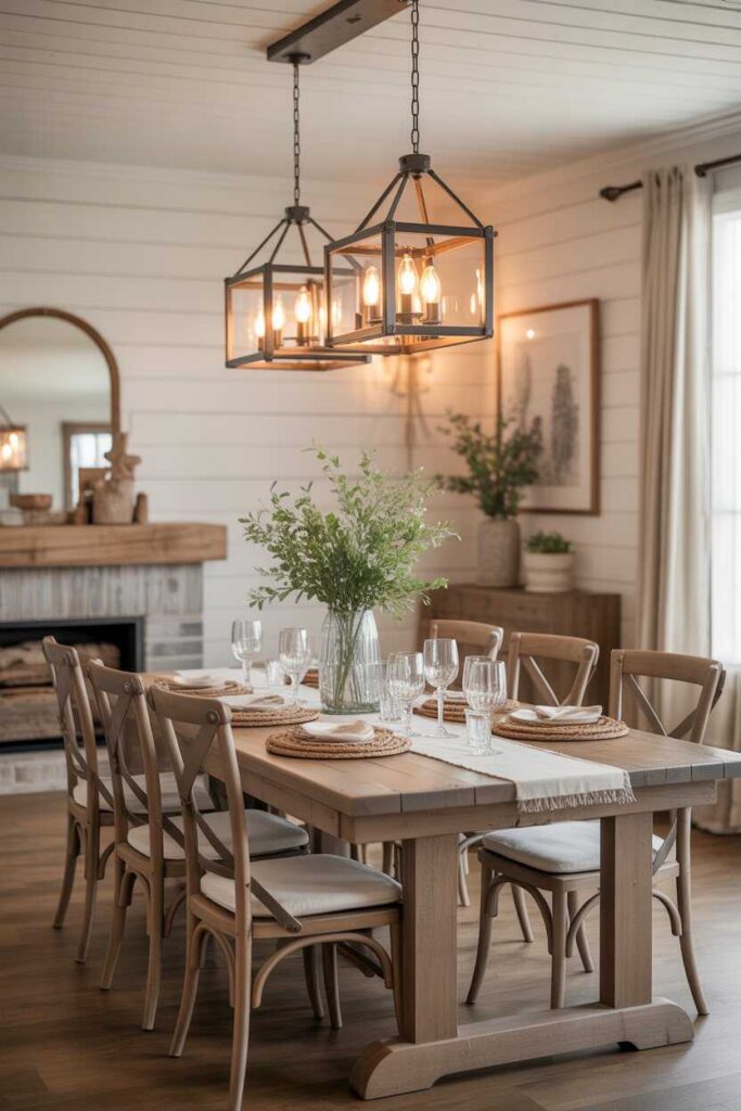 20+ Farmhouse Lighting Ideas for a Cozy, Modern Home (Stunning Inspiration You’ll Love) 5 Farmhouse Dining Room Lighting Ideas