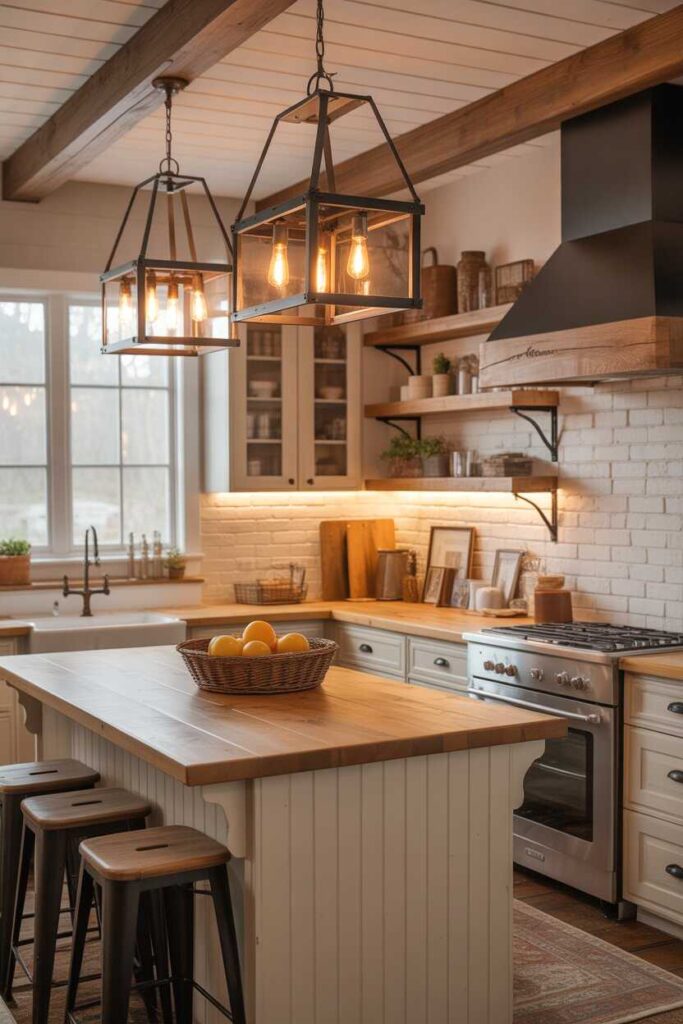 20+ Farmhouse Lighting Ideas for a Cozy, Modern Home (Stunning Inspiration You’ll Love) 3 Farmhouse Kitchen Lighting Ideas