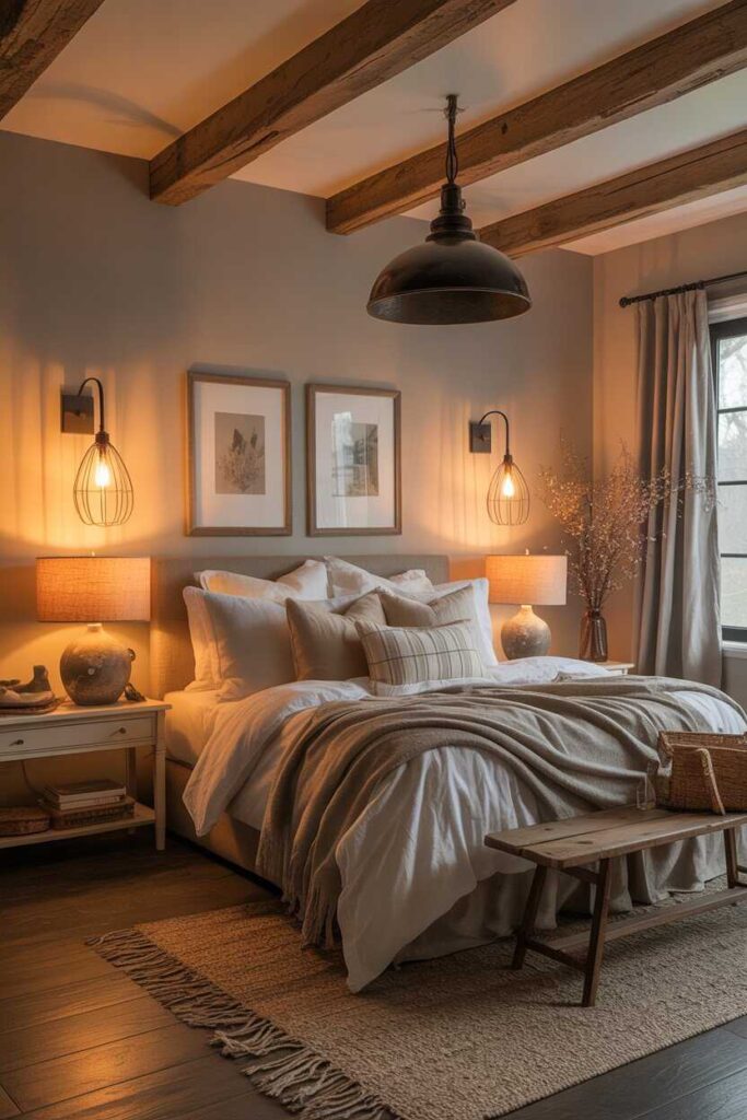 25+ Cozy Farmhouse Bedroom Ideas to Create a Warm and Inviting Retreat 5 Farmhouse Lighting Ideas for a Warm Glow