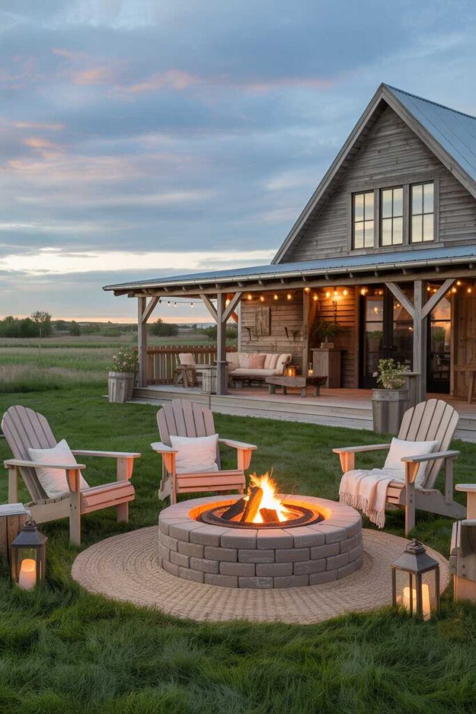 25+ Modern & Budget-Friendly Fire Pit Ideas to Transform Your Outdoor Space (Cozy Inspiration You’ll Love) 3 Farmhouse Style Fire Pit Ideas for Cozy Evenings