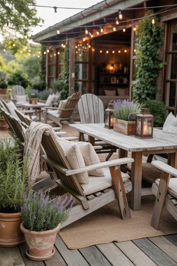30+ Outdoor Patio Ideas to Transform Your Backyard (Modern, Budget-Friendly & Aesthetic Inspiration) 5 Farmhouse-Style Patio Ideas for Rustic Charm