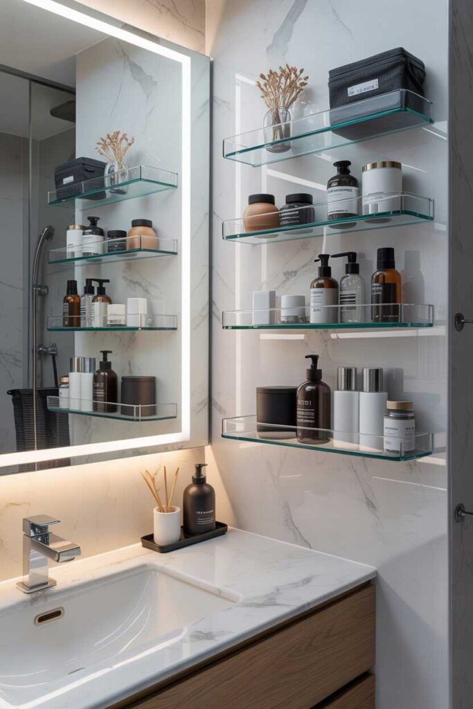 29 Genius Small Bathroom Storage Ideas Modern, Budget-Friendly Inspiration to Maximize Every Inch 5 Glass and Acrylic Organizers for a Clean Modern Look