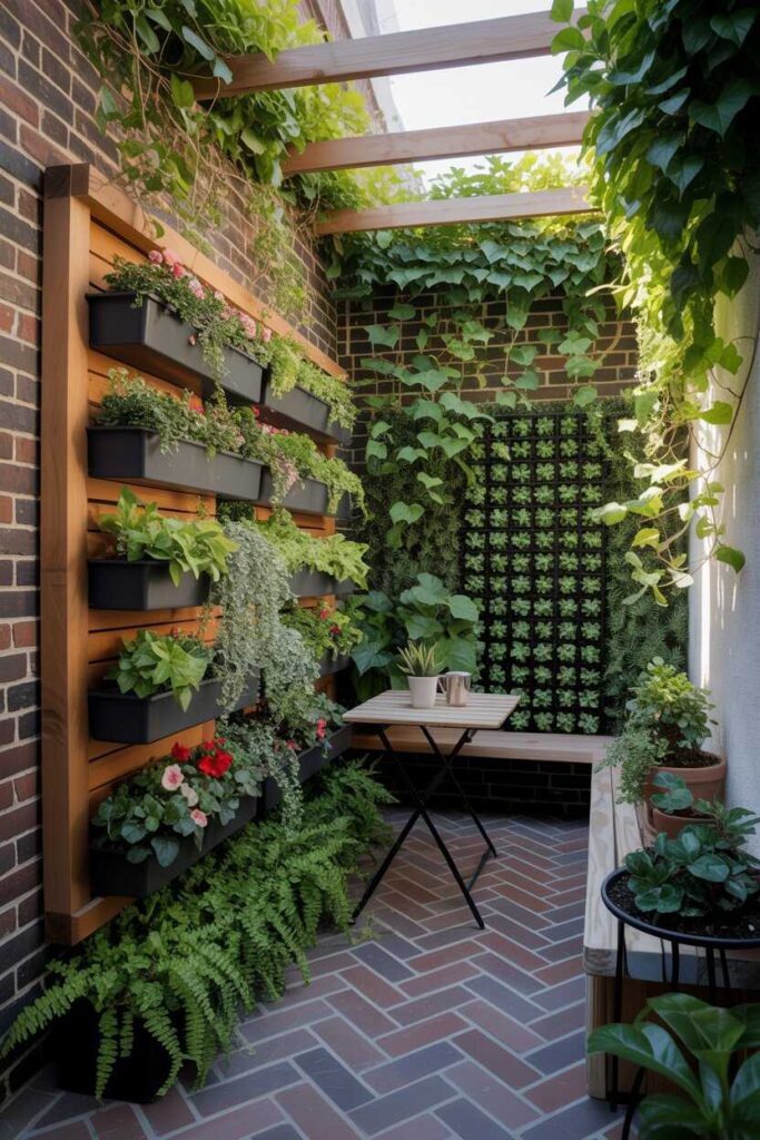 30+ Small Patio Ideas for a Cozy, Modern & Budget-Friendly Outdoor Transformation 3 Incorporate Vertical Greenery to Add Height and Freshness