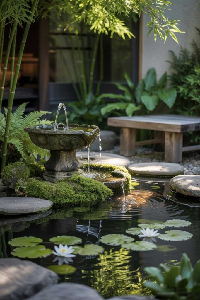 30+ Small Garden Ideas for a Stunning, Budget-Friendly Outdoor Makeover 5 Incorporate Water Features for Calm, Soothing Energy