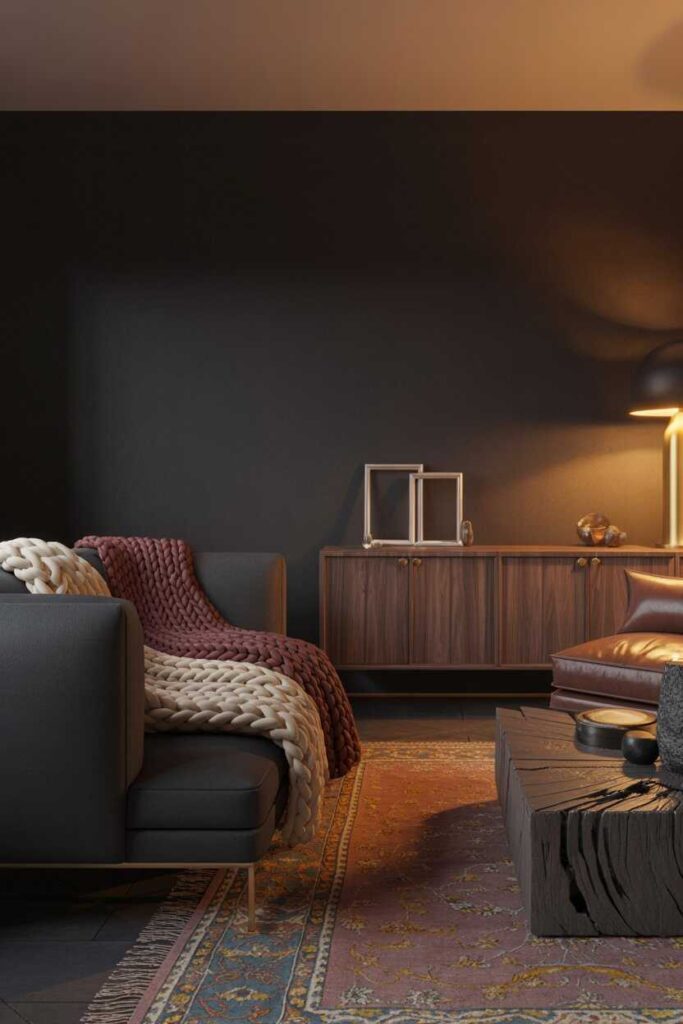 Modern & Unique Moody Living Room Ideas Stunning, Budget-Friendly Inspiration for a Dark, Cozy Space 4 Layering Textures to Build a Warm, Moody Atmosphere