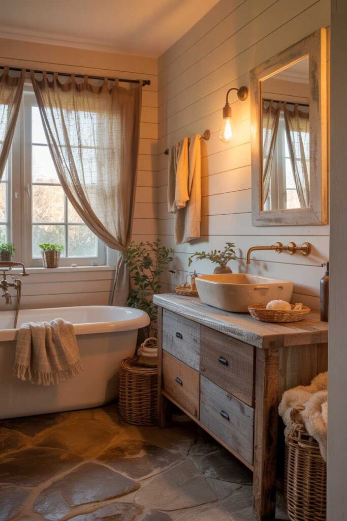 Modern & Budget-Friendly Shiplap Bathroom IdeasStunning Inspiration for a Cozy, Stylish Space 7 Mix Textures for a Warm and Layered Look