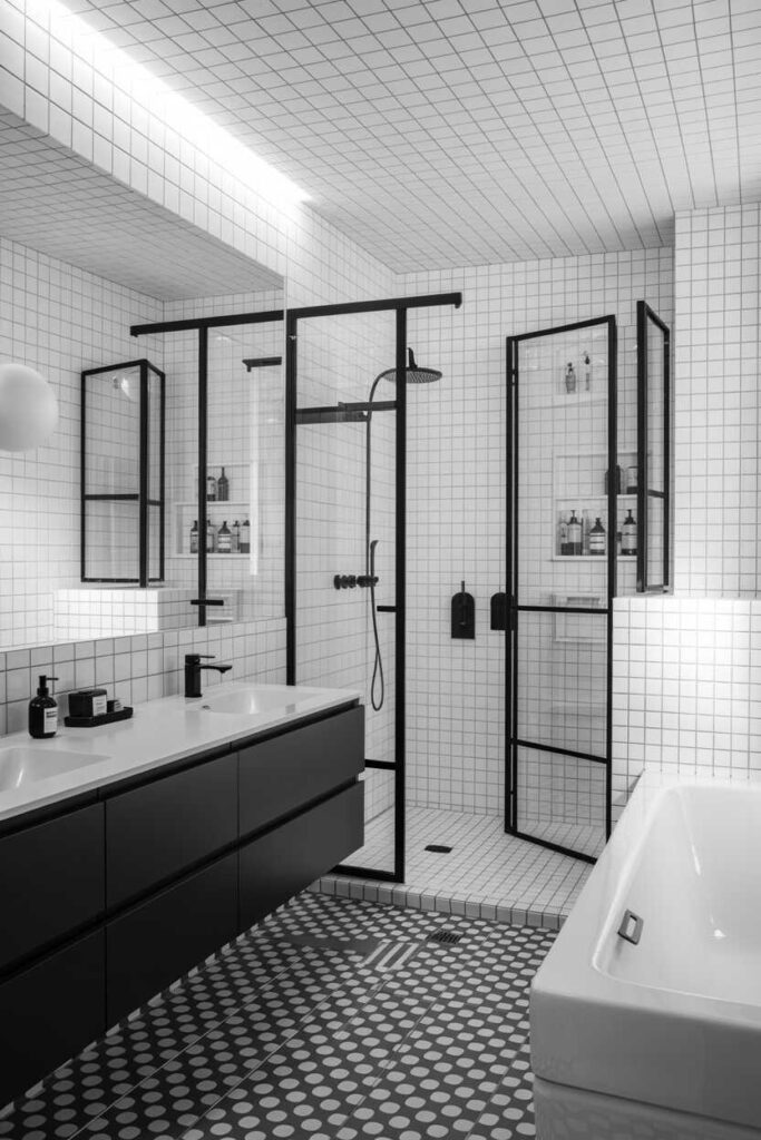 25+ Stunning Black and White Bathroom Ideas for a Modern, Timeless, and Chic Look 3 Modern Black and White Bathroom Ideas