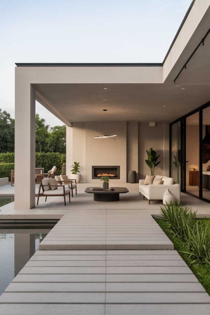 35+ Covered Patio Ideas to Transform Your Outdoor Space (Modern, Cozy & Budget-Friendly Inspiration) 2 Modern Covered Patio Ideas for a Clean & Sophisticated Look