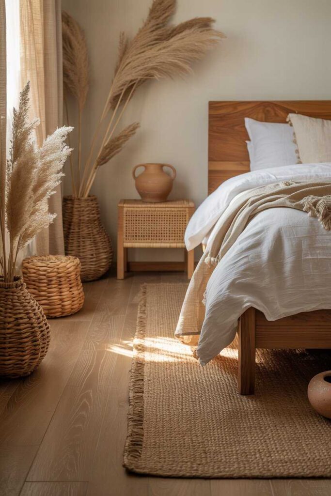 Earthy Bedroom Ideas Bring Nature, Warmth & Calm Into Your Space 3 Natural Materials: Wood, Rattan, Linen & More