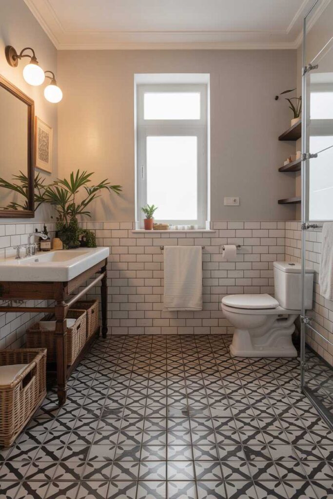 Modern & Budget-Friendly Bathroom Tile Ideas Stunning Inspiration to Transform Your Space 3 Patterned Floor Tiles for a Bold Design Statement