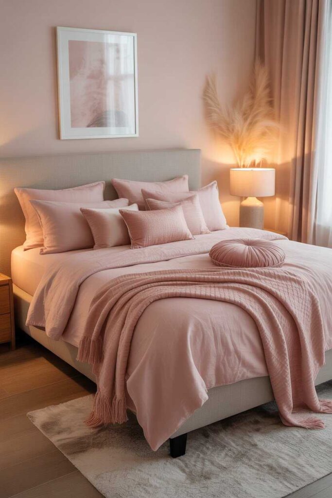 35+ Pink Bedroom Ideas for a Dreamy, Modern, and Aesthetic Space (Budget-Friendly Inspiration!) 5 Pink Bedding Inspiration for Cozy and Stylish Rooms