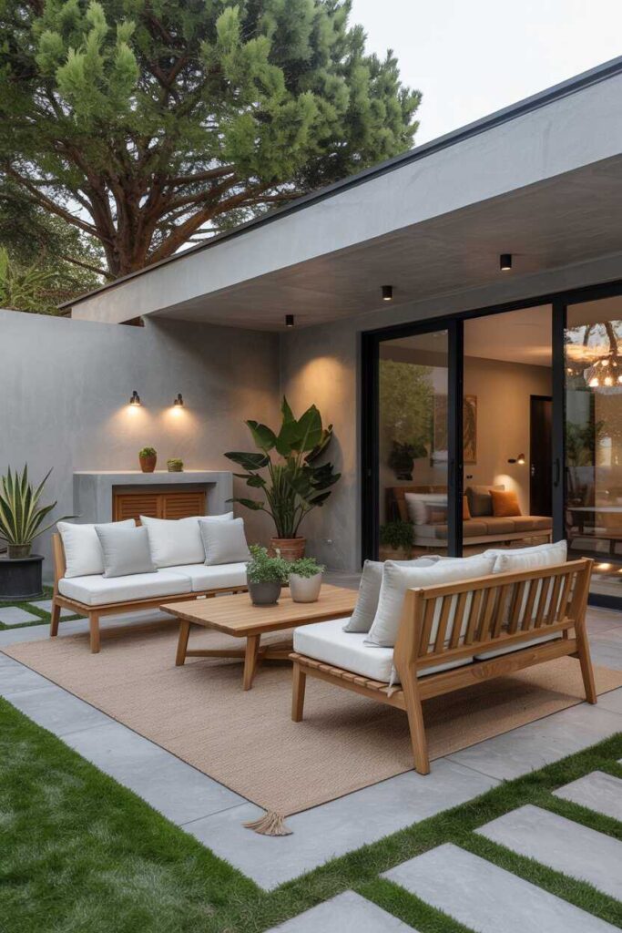 Modern & Budget-Friendly Backyard Patio Designs Stunning Ideas & Inspiration to Transform Your Outdoor Space 2 Sleek Concrete Patios with Warm Accents