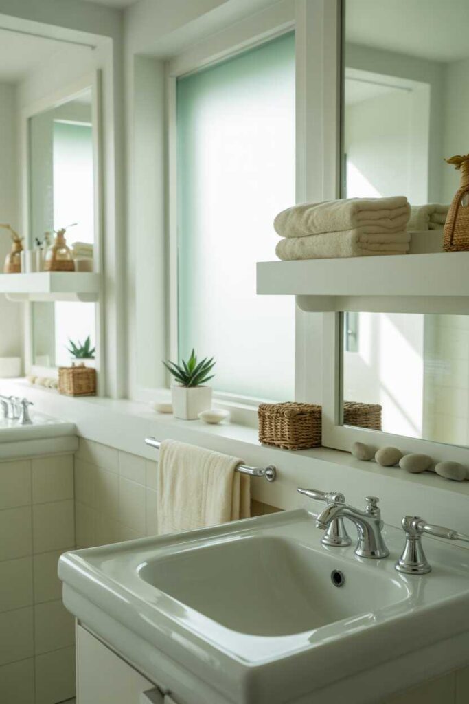 25+ Bathroom Paint Colors Ideas to Transform Your Space Modern, Budget-Friendly & Aesthetic Inspiration 2 Soft Whites for a Clean, Spa-Like Bathroom