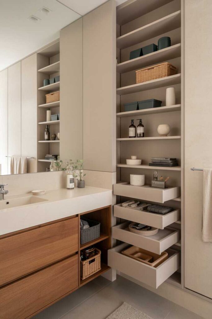 Genius & Gorgeous Bathroom Ideas Modern, Budget-Friendly Inspiration to Transform Your Space into a Dreamy Retreat 4 Storage That’s Both Genius and Gorgeous