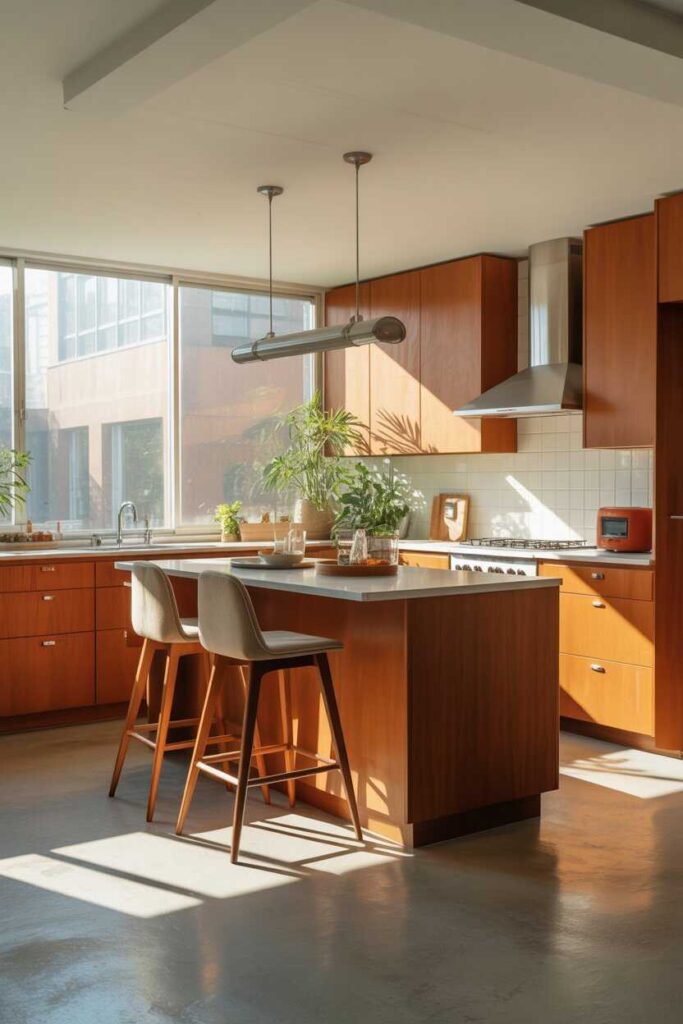 27 Mid Century Modern Kitchen Ideas Timeless, Stylish, and Budget-Friendly Inspiration for a Trendy Home 7 Use Mid Century Seating Like Tapered-Leg Bar Stools