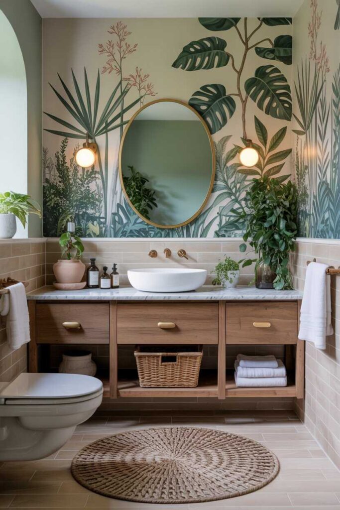 Modern & Budget-Friendly Wallpaper Bathroom Ideas Stunning Inspiration for a Stylish Upgrade 4 Vintage & Farmhouse Style Wallpaper for Warm, Cozy Character