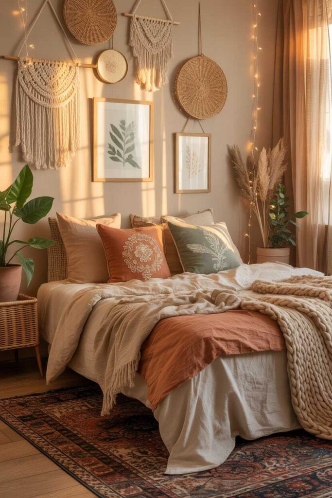 25+ Unique & Budget-Friendly Boho Bedroom Ideas to Transform Your Space (Aesthetic Inspiration for Cozy, Modern Homes) 4 Wall Decor That Completes Your Boho Bedroom Aesthetic