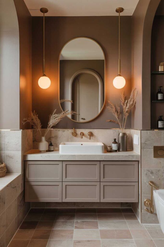 25+ Bathroom Paint Colors Ideas to Transform Your Space Modern, Budget-Friendly & Aesthetic Inspiration 4 Warm Taupe for Elegant, Chic Bathrooms
