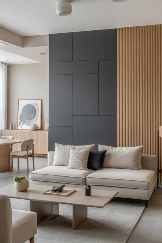 25+ Modern & Functional Open Layout Living Room Dining Room Ideas for a Stylish, Connected Home 9 Add a Feature Wall to Anchor the Layout