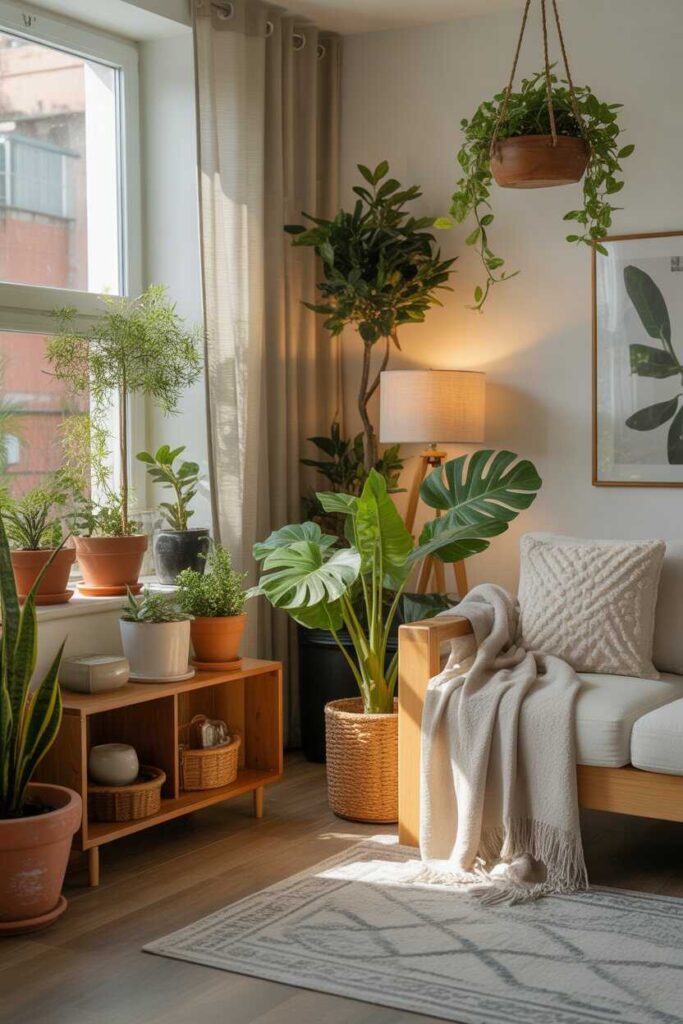 Cozy Apartment Aesthetic Ideas Modern, Budget-Friendly Inspiration to Transform Your Space 5 Add Greenery for Freshness and Natural Warmth