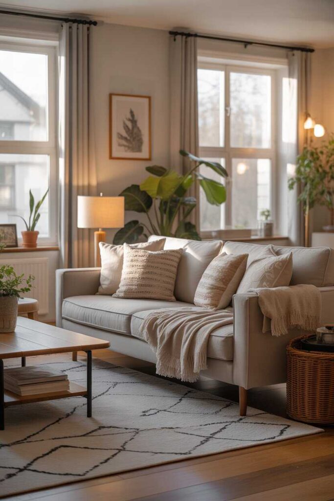 25+ Modern & Budget-Friendly Decor Home Living Room Ideas for a Stylish, Cozy, and Pinterest-Worthy Space 8 Add Pattern and Personality with Pillows and Throws