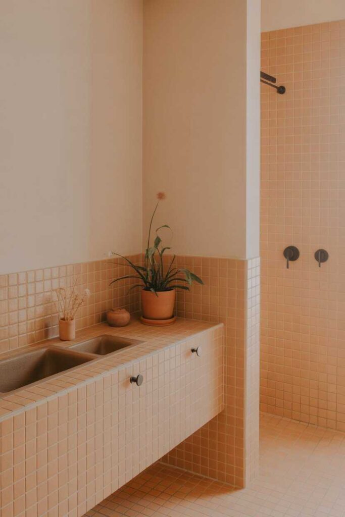 How to Use Terracotta Texture in Your Home Warm, Budget-Friendly Ideas & Modern Decor Inspiration 7 Adding Terracotta Texture to a Minimalist Bathroom