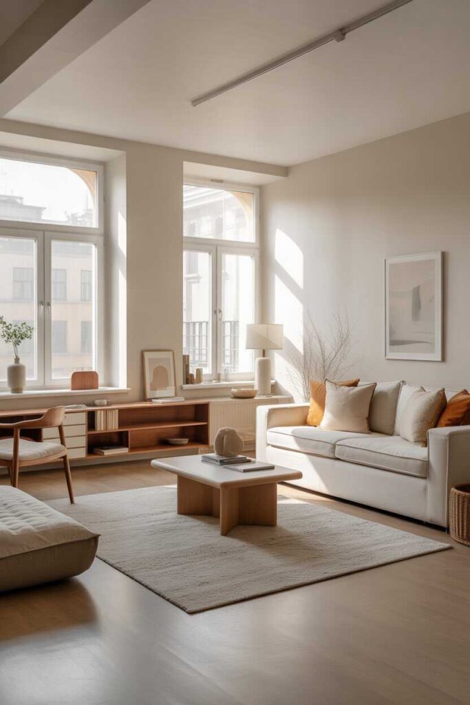 20+ Creative Small Apartment Living Ideas to Transform Your Space into a Modern, Cozy, and Stylish Haven 13 Balancing Minimalism with Comfort